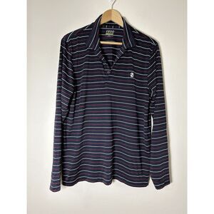 Izod Golf Polo Mens Performance Shirt Blue/Red/White Stripes Size (Large) L/S